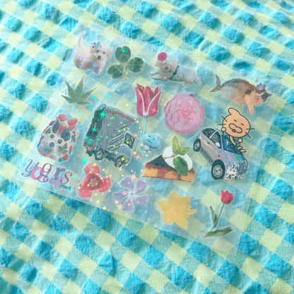 enjoyment holo glitter sticker sheet