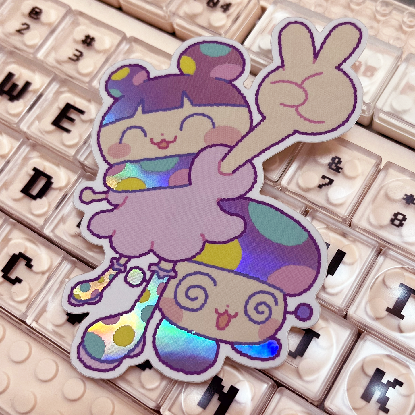 mushroom peace holographic sticker