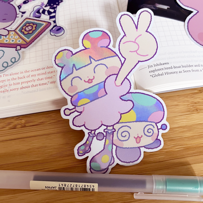 mushroom peace holographic sticker