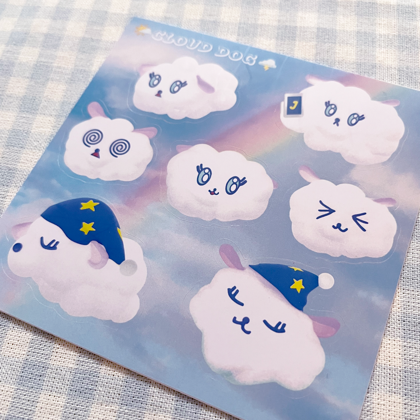 cloud dog sticker sheet