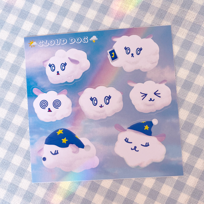 cloud dog sticker sheet