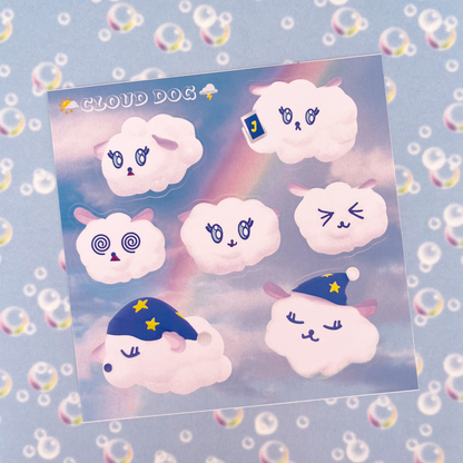 cloud dog sticker sheet